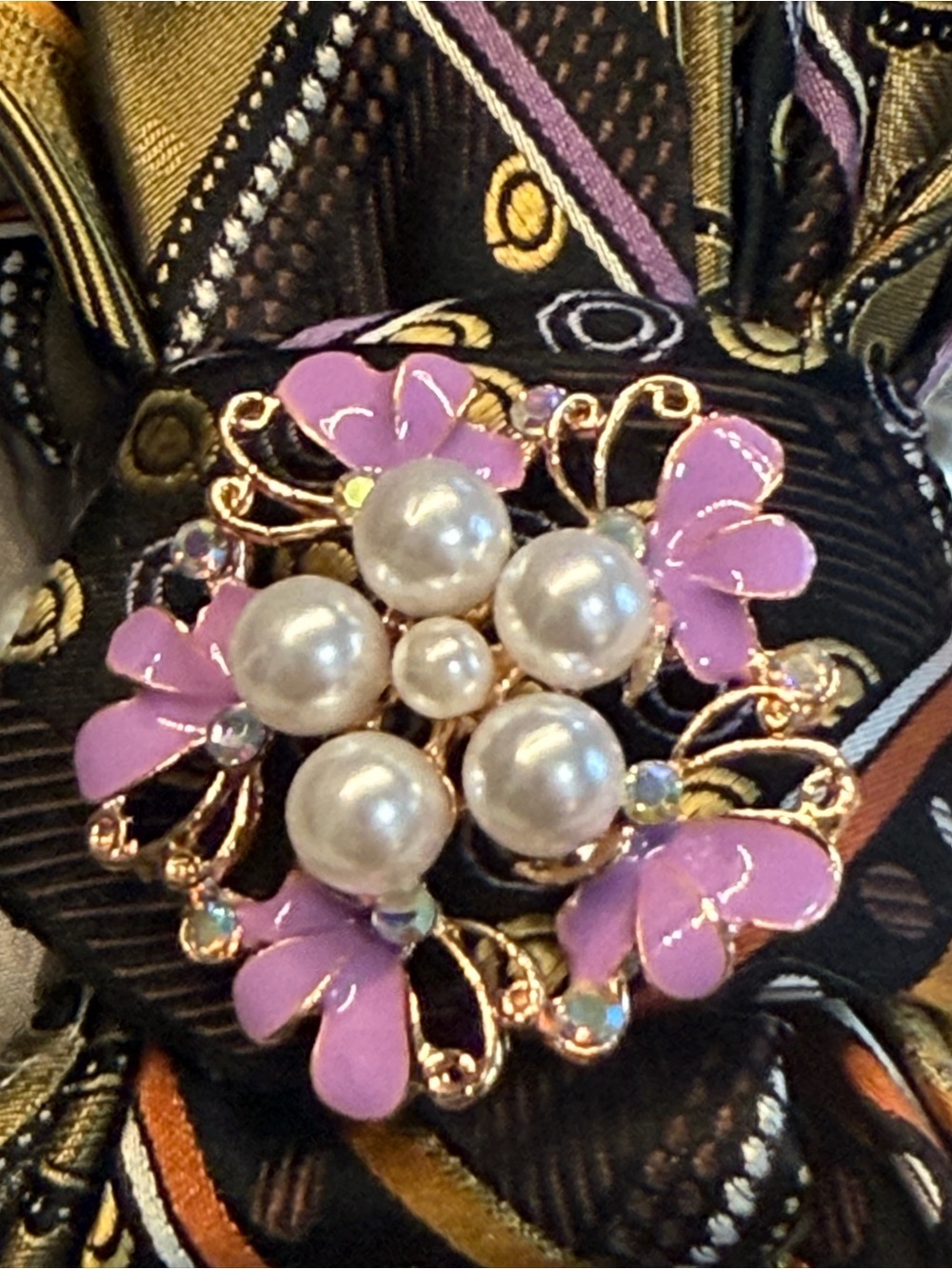 UBC Embellished up-cycled  Statement Tie Necklace Rhinestone Wearable Art - Picture 2 of 7